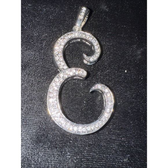 NEW!! Silver Tone CZ Letter Initial "E" Pendant‎ Necklace Key Fob  4383 - Picture 2 of 5